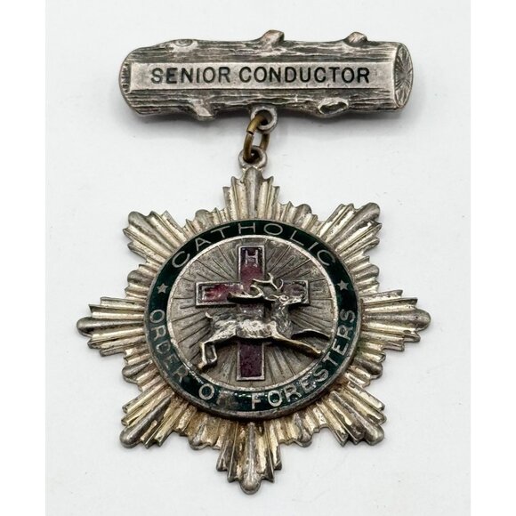Robbins co Attleboro Catholic order of foresters enamel medal badge pin …
